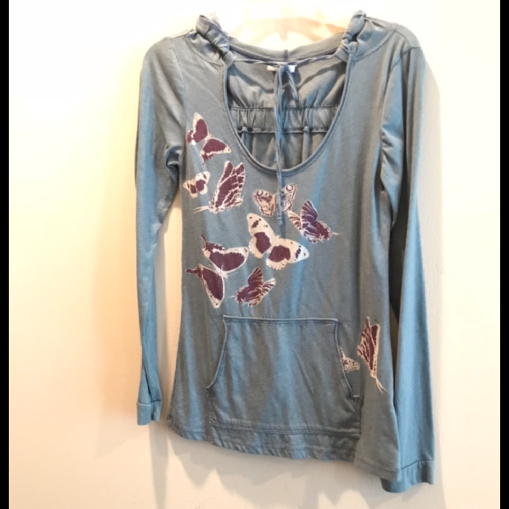 NWOT Free People Butterflies Sweatshirt w Hood